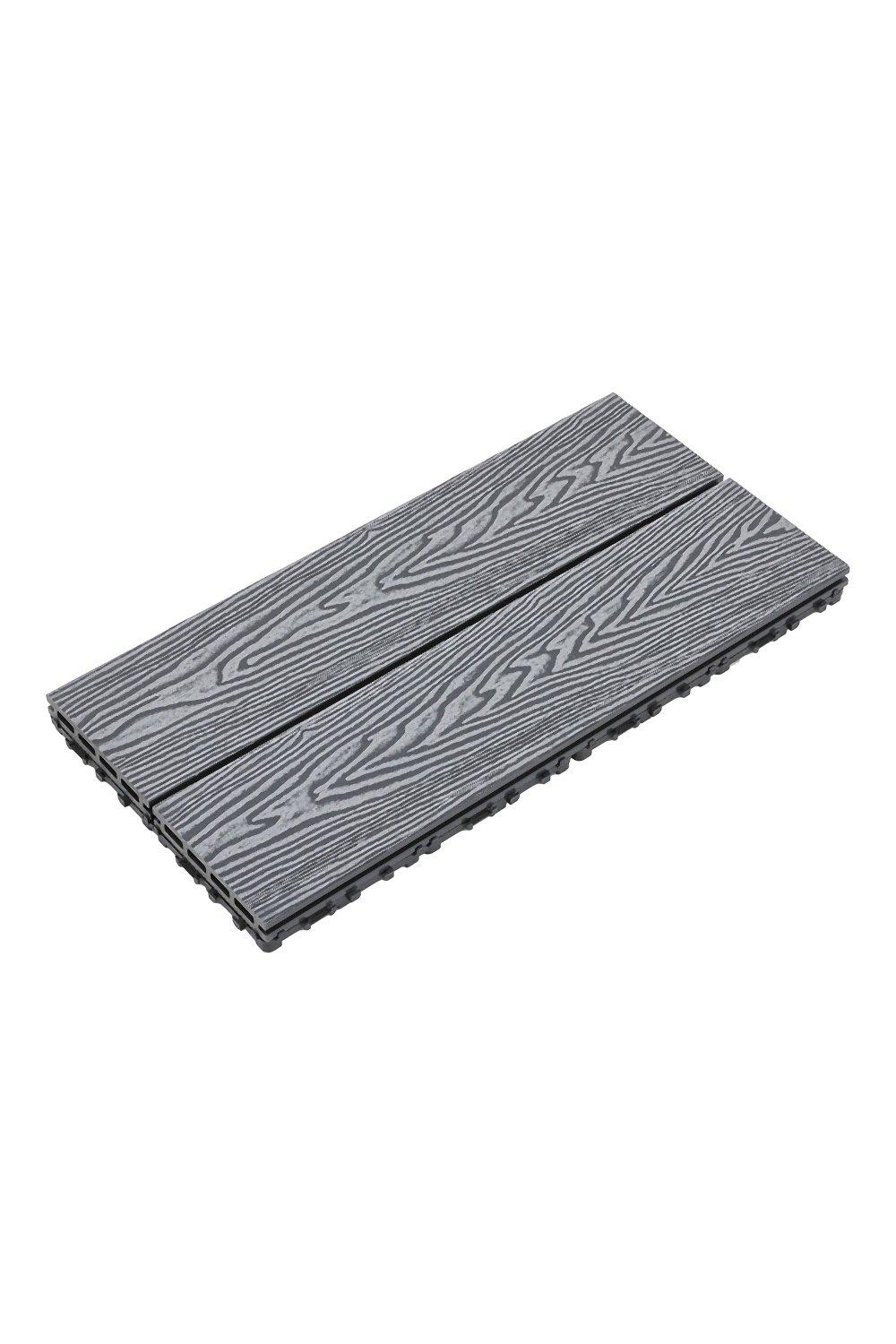 6Pcs Wood Grain Composite Deck Tile